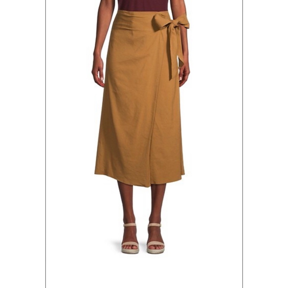 NWT - Vince Linen Blend Midi Tie Wrap Skirt
